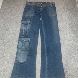 Sharagano Denim Flare Jeans with Cargo Pockets